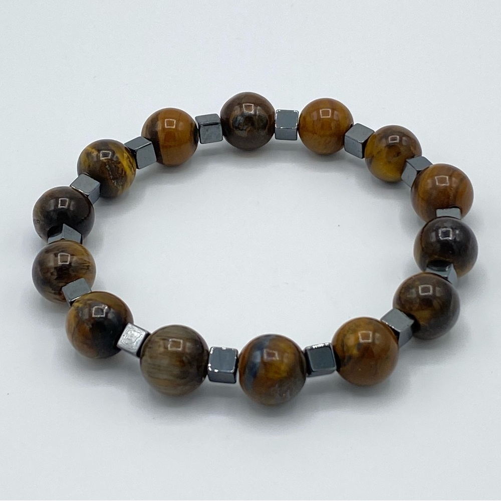 Protection & Balance Bracelet | 4-10mm Gemstone Bracelet | TigersEye • Hematite